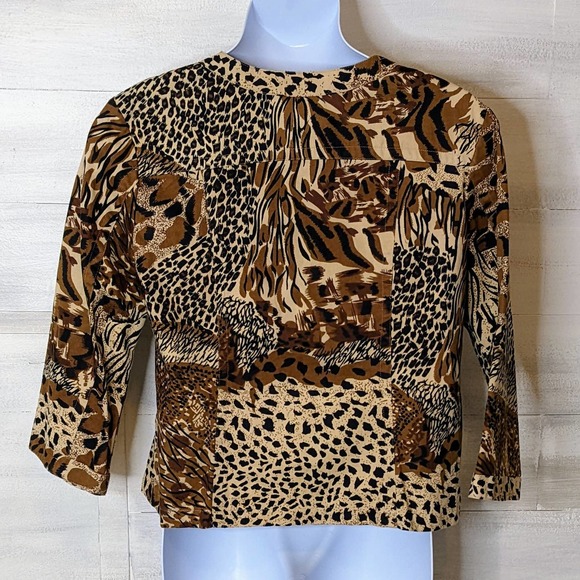 Westbound Animal Print 3/4 Sleeve Boxy Crew Neck Jacket Women's Size Large - Picture 2 of 8